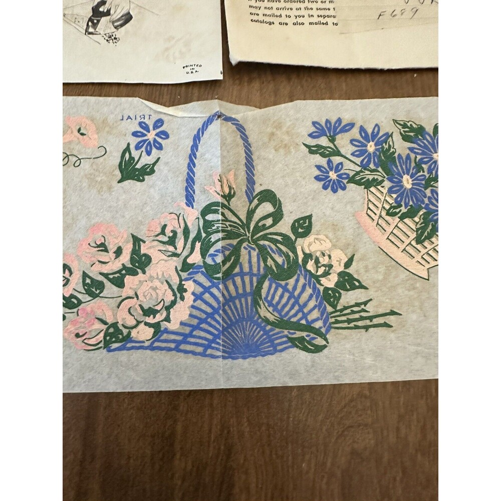 Laura Wheeler Transfer Pattern Needlecraft Floral Bouquet 29.5" Vintage 1954